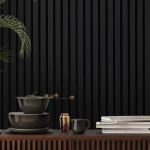 400mm x 2400mm Black Wood Slat Acoustic Panels - Image 4