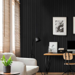 400mm x 2400mm Black Wood Slat Acoustic Panels - Image 2
