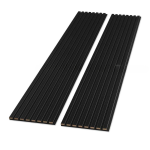 400mm x 2400mm Black Wood Slat Acoustic Panels