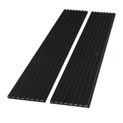 400mm x 2400mm Black Wood Slat Acoustic Panels